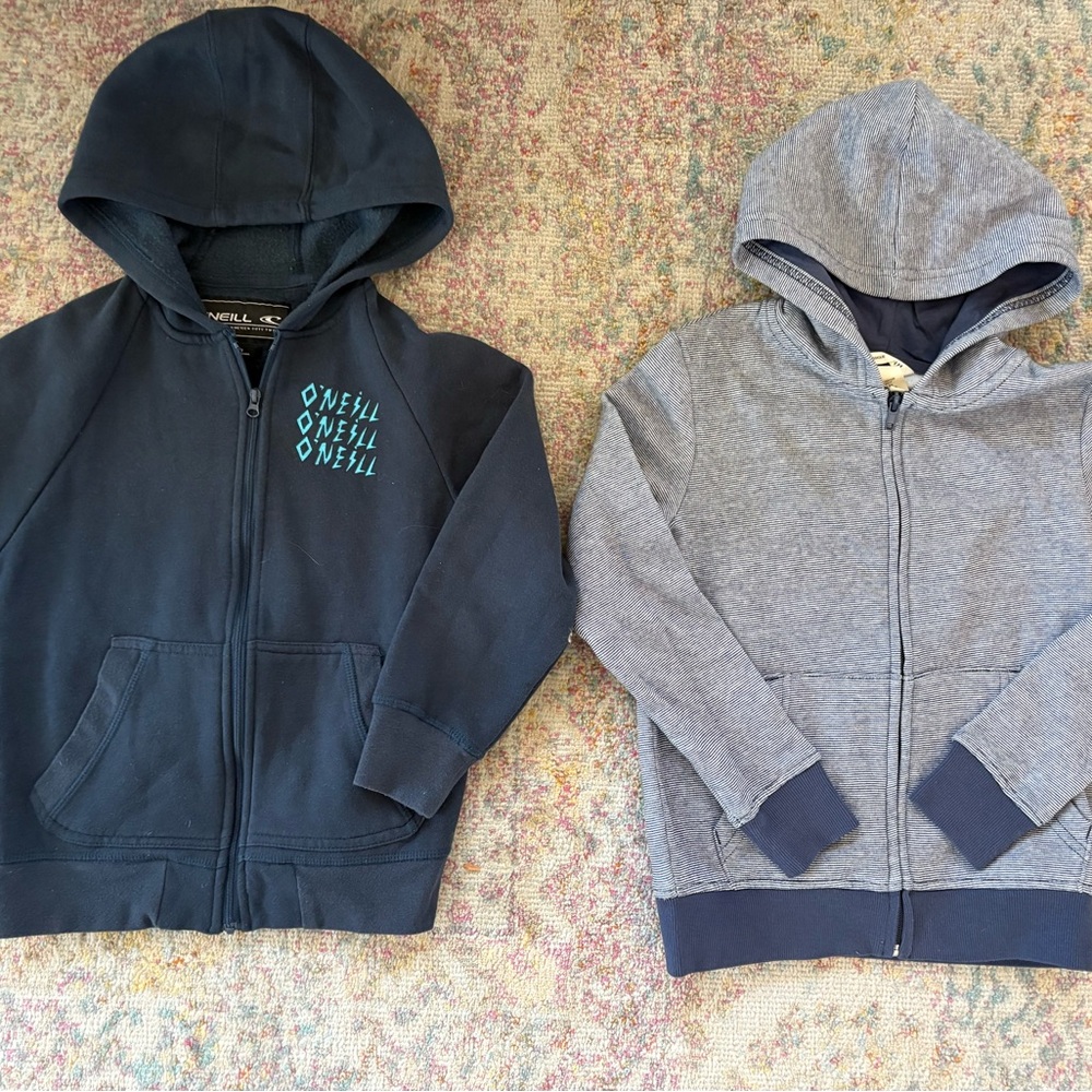 EUC Lot boys Size 7 O’Neill & H&M Blue Long Sleeve Full Zip Hooded Sweatshirts
